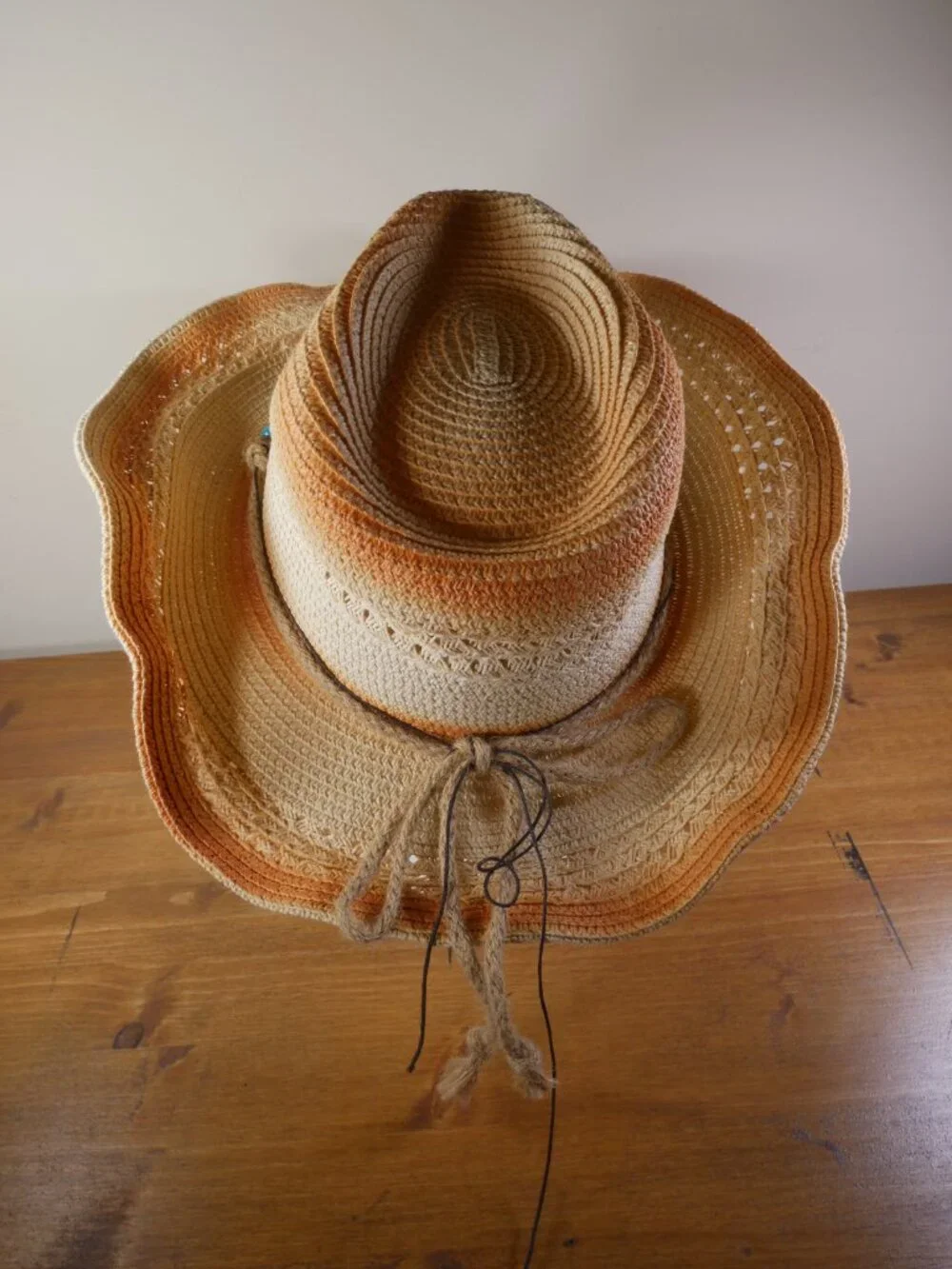 NEW Beaded Straw Cowboy Hat Cowgirl Coastal Beach One Size Boho Festival